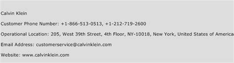 calvin klein phone number.